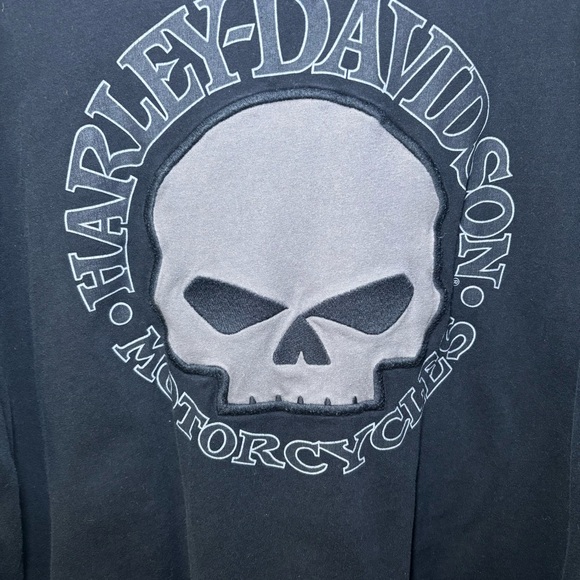 Harley Davidson Shirt Willie G Embroidered Black Skull Motorcycle Long Sleeve XL - Picture 7 of 13
